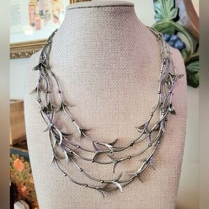 Boho Vine Leaves Necklace Multi Strand Cookie Lee